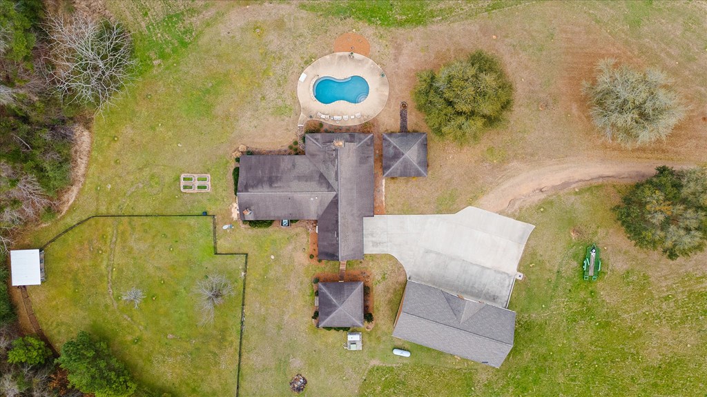 Aerial view of main house